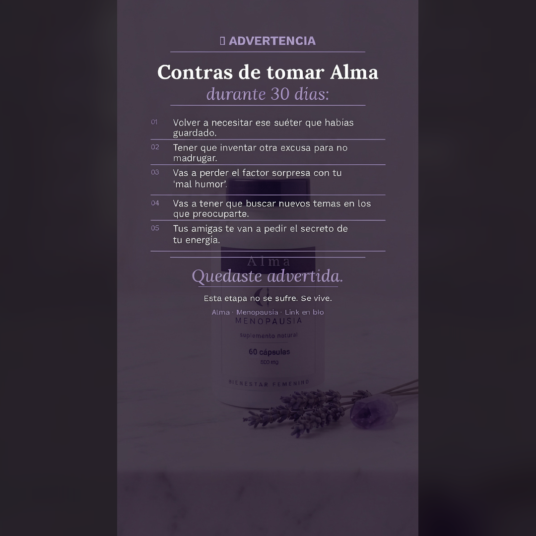 ALMA suplemento menopausia - advertencia y modo de uso