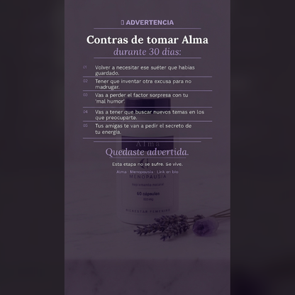 ALMA suplemento menopausia - advertencia y modo de uso